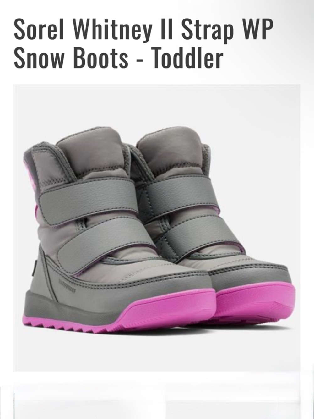 Sorel Kids Waterproof Strap Snow Boots - Gray & purple size 12toddler girls new
